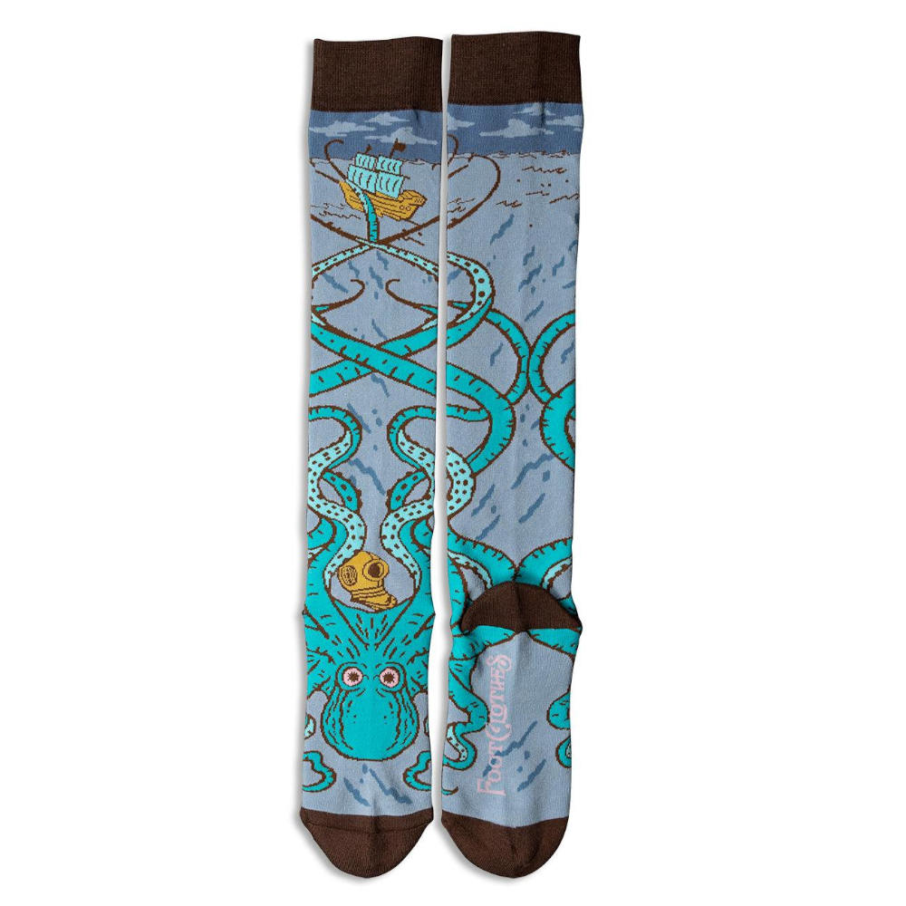 Footclothes - Attack of The Kraken Kniehoge sokken - Blauw